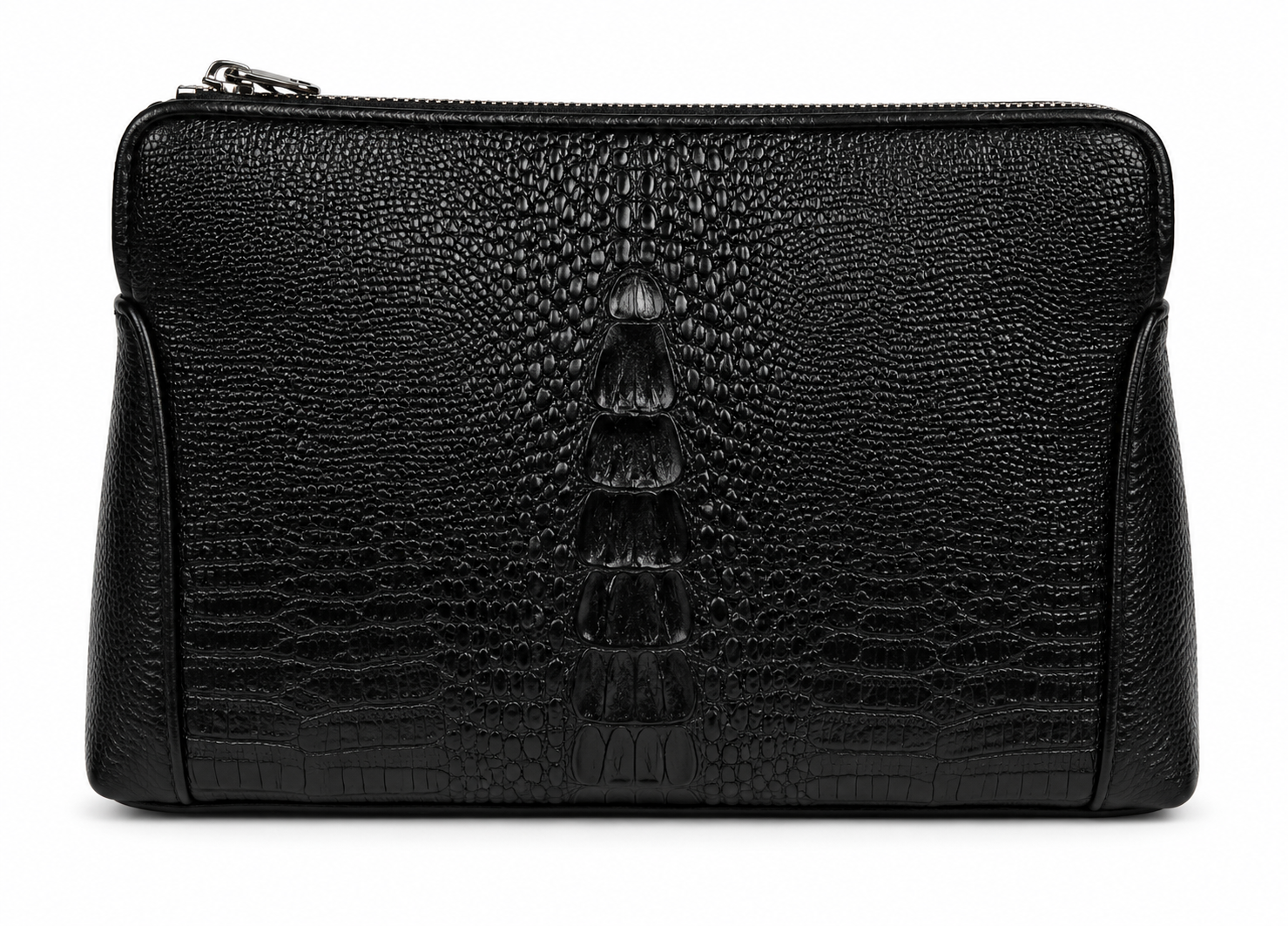 The Lecco — Croc-Embossed Leather Zip Clutch