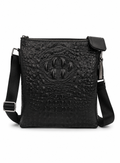 The Coccodrillo crocodile-embossed leather crossbody bag in black, front view