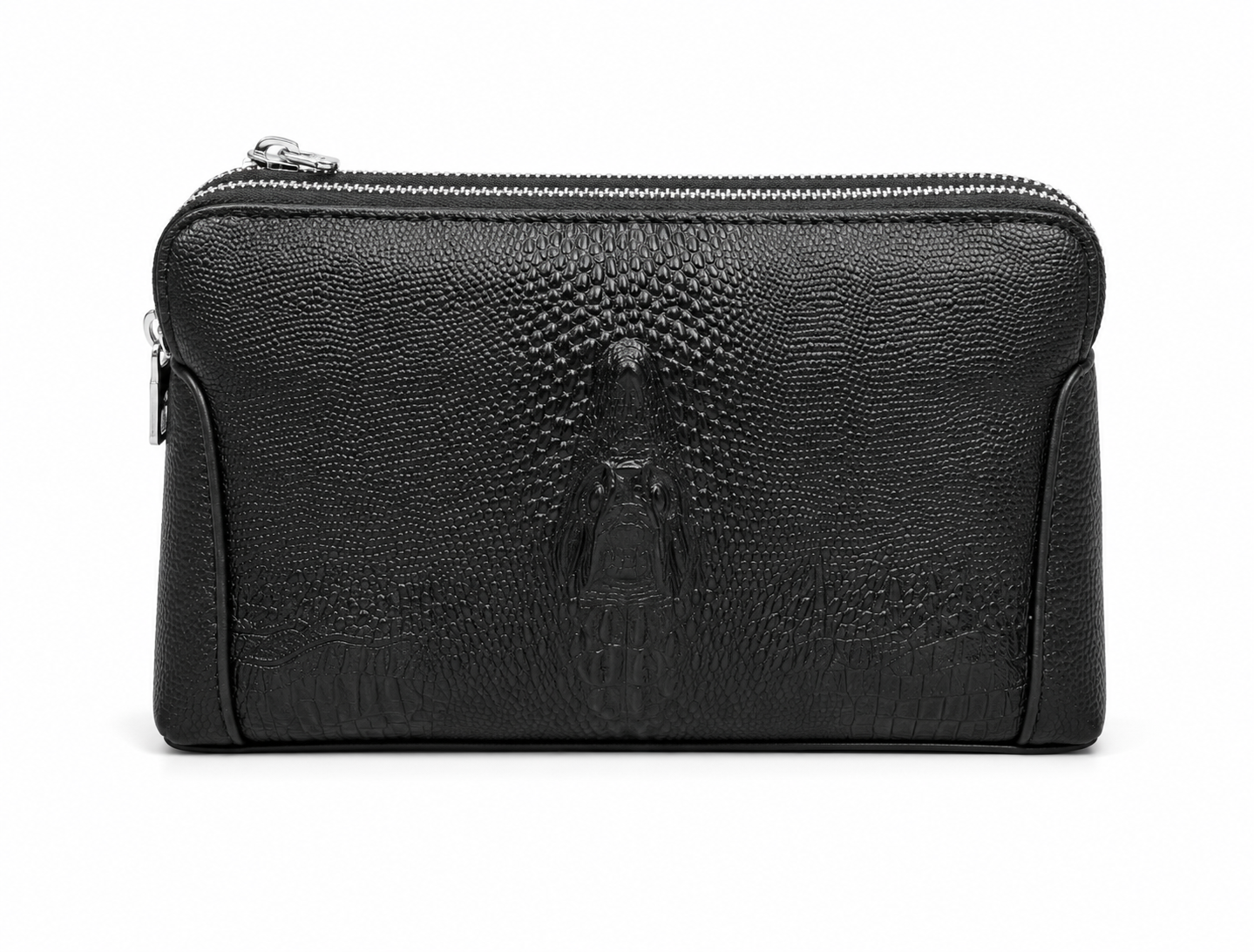 The Firenze crocodile-embossed leather travel wallet in black