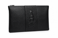 The Milano crocodile-embossed leather zip clutch in black