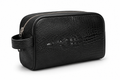 The Roma crocodile-embossed leather dopp kit and travel toiletry bag in black