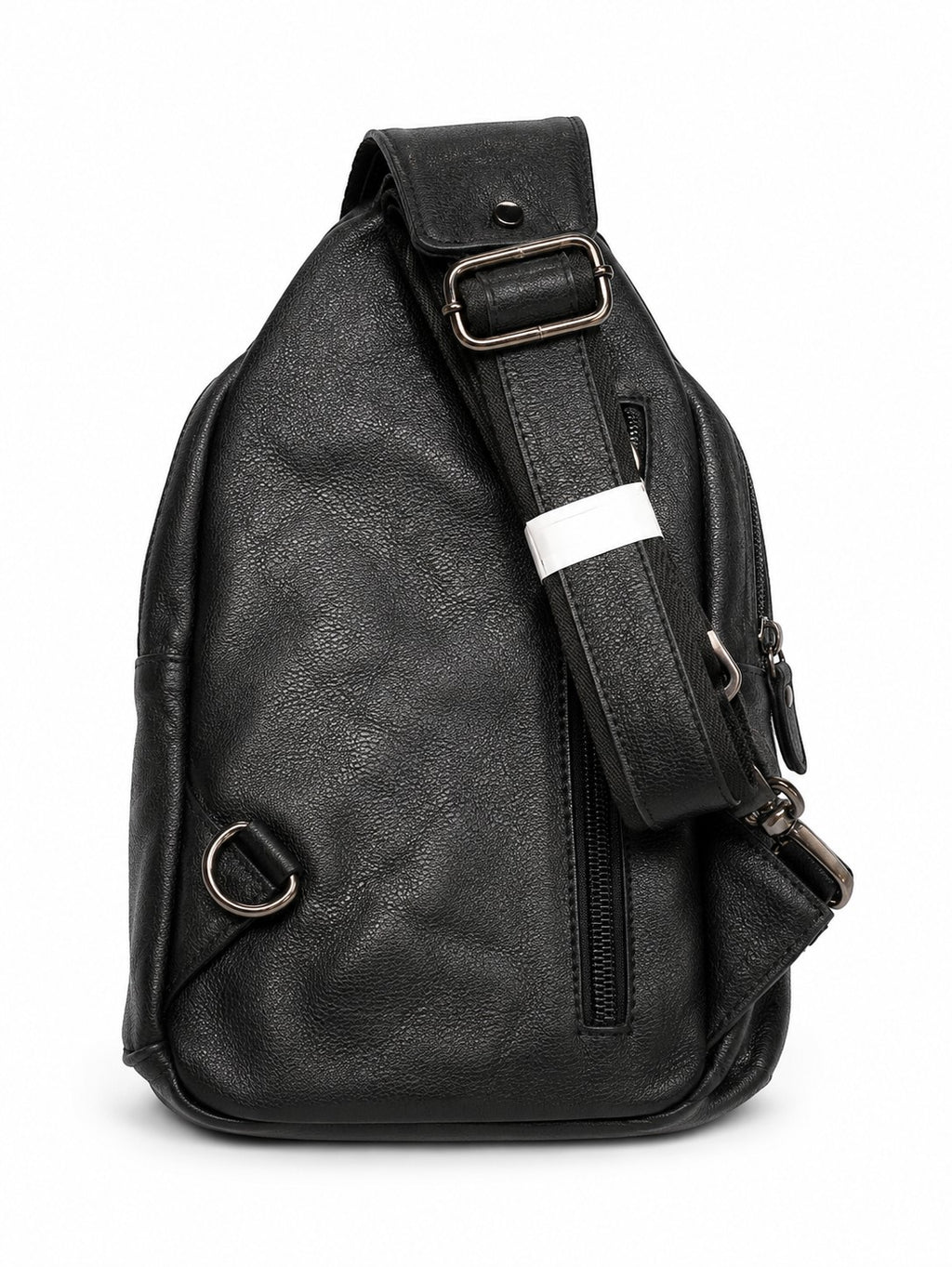 Barutti Bags & Accessories Amalfi black distressed leather sling backpack with single strap and brass hardware