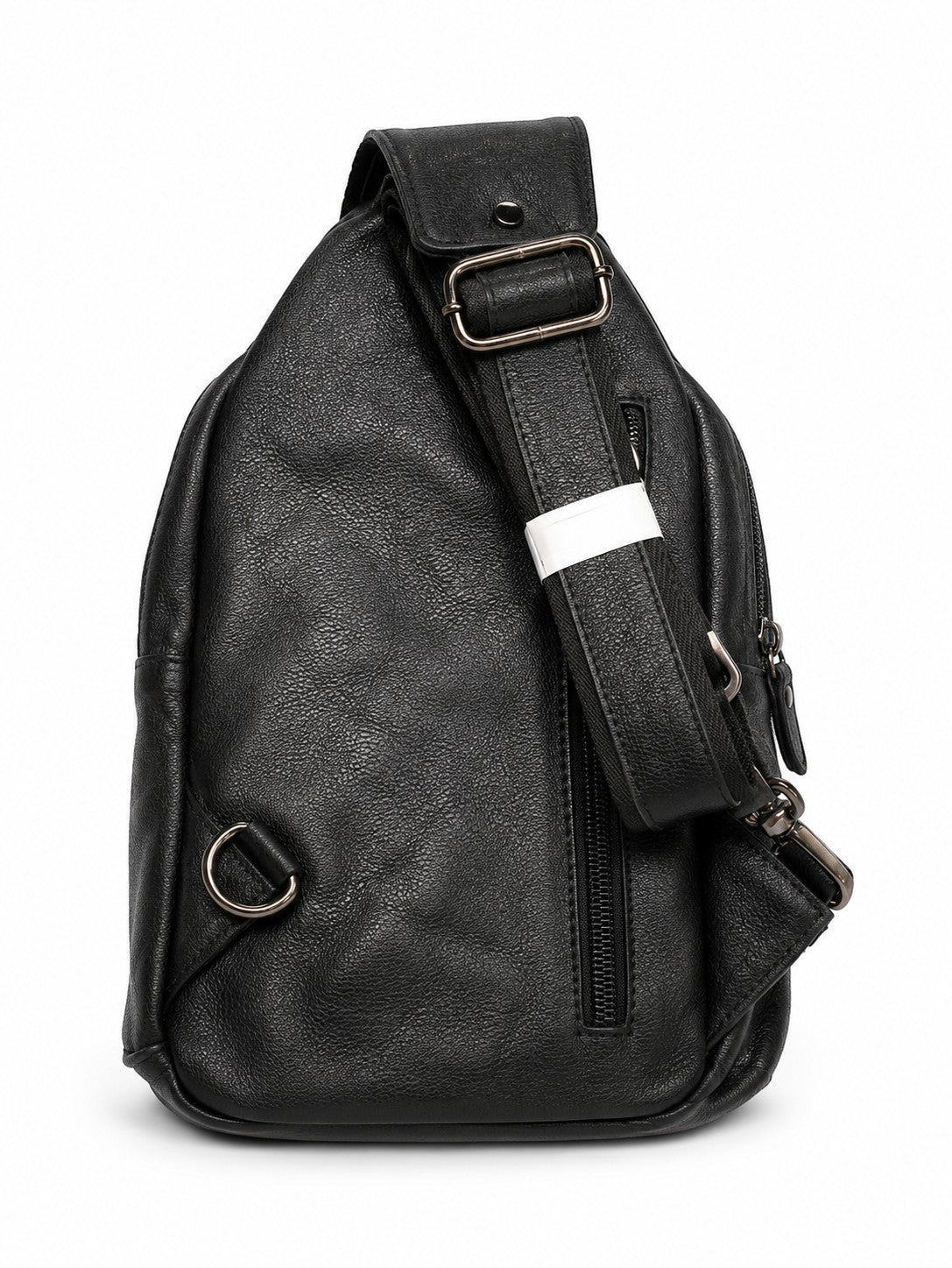 Barutti Bags & Accessories Amalfi black distressed leather sling backpack with single strap and brass hardware