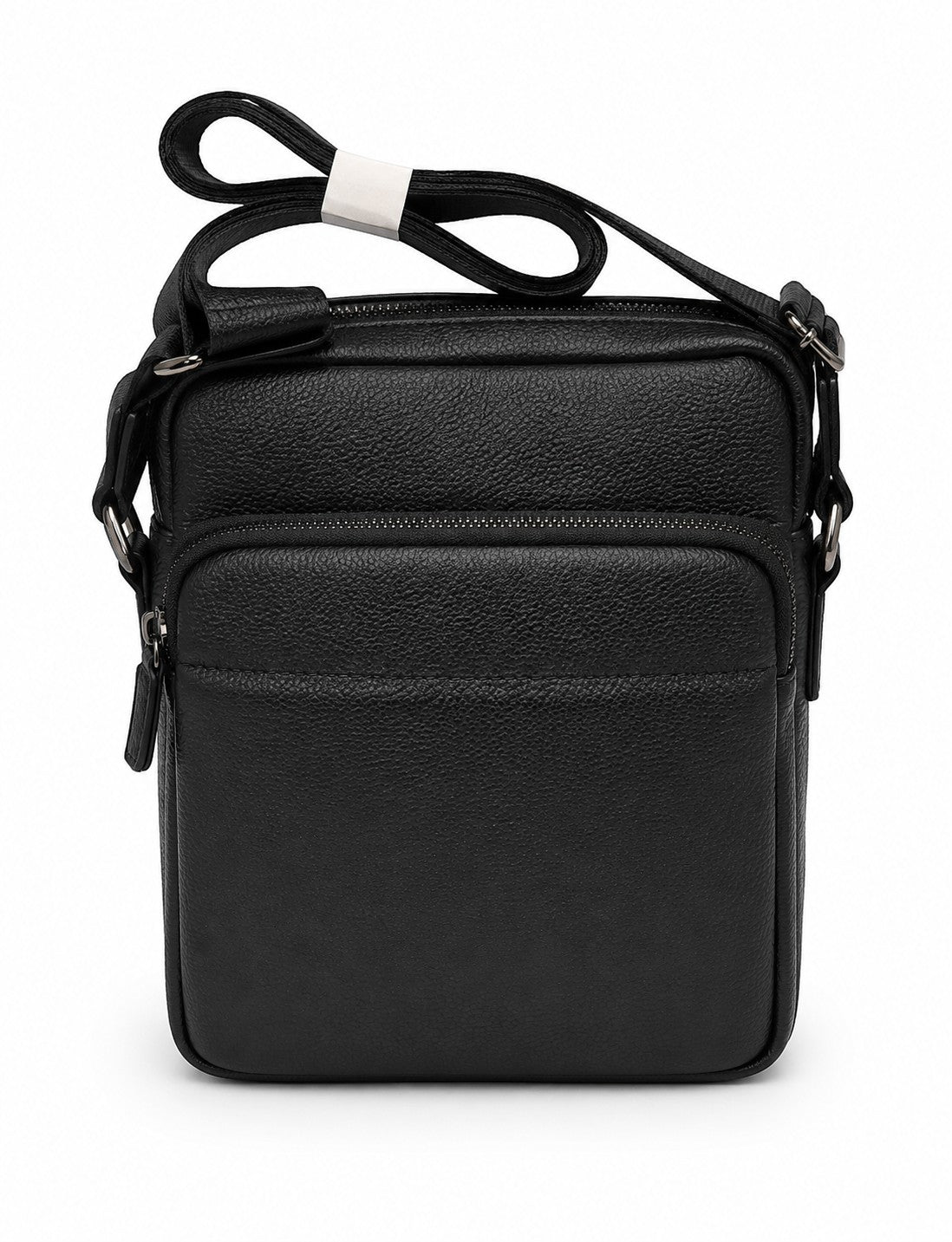 Barutti Bags & Accessories The Bologna black full-grain leather vertical messenger bag with front zip pockets