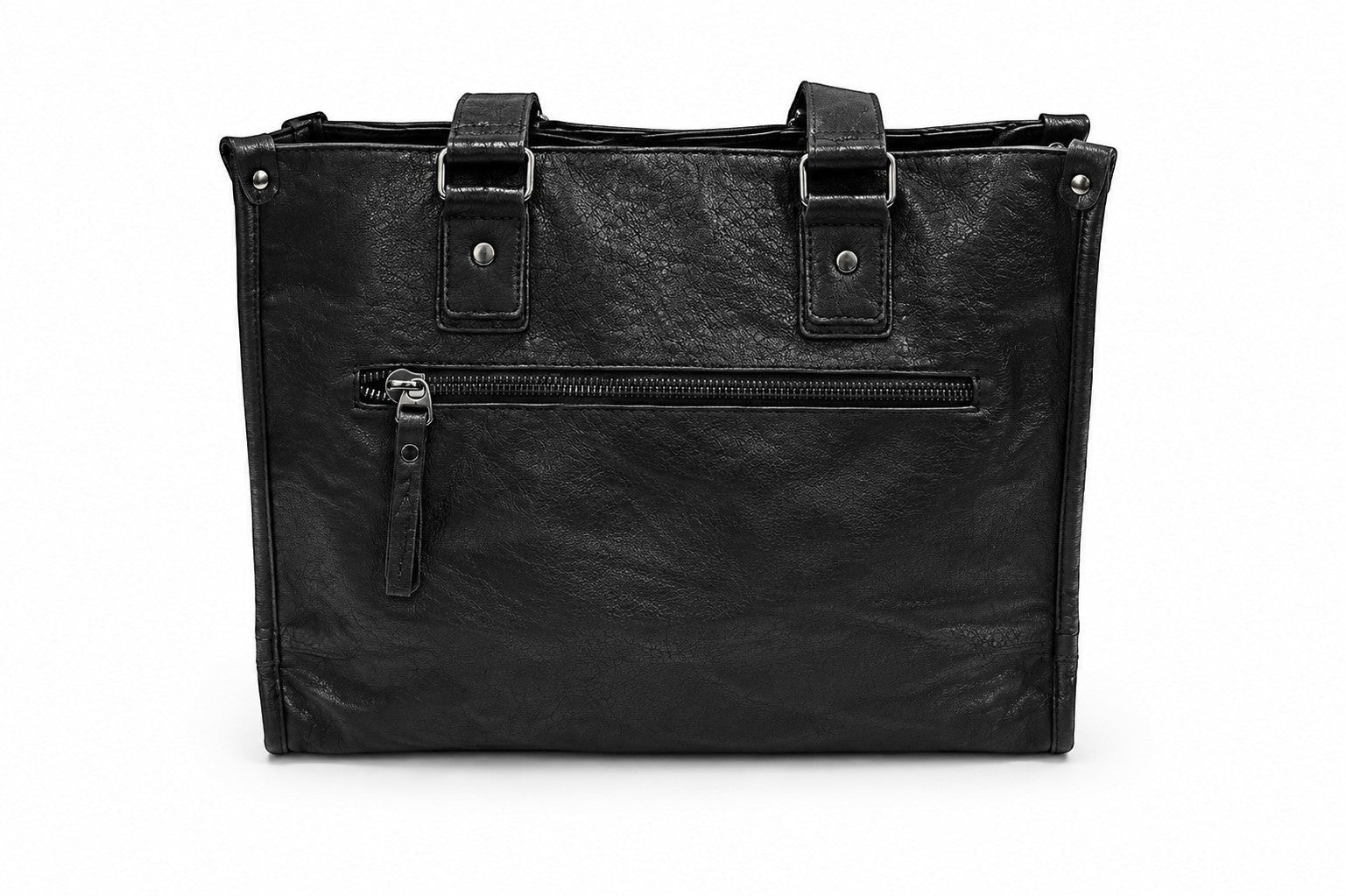 Barutti Bags & Accessories The Brescia black full-grain leather holdall bag with dual handles and exterior zip pocket.