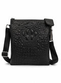 Barutti Bags & Accessories black leather crossbody bag with crocodile-embossed front panel and adjustable strap.