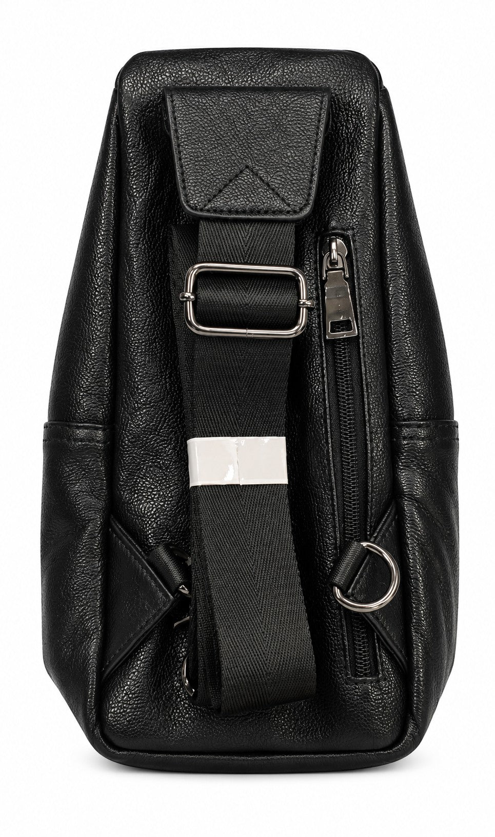 Barutti Bags & Accessories The Como black pebbled leather chest sling with adjustable strap and brass zippers.