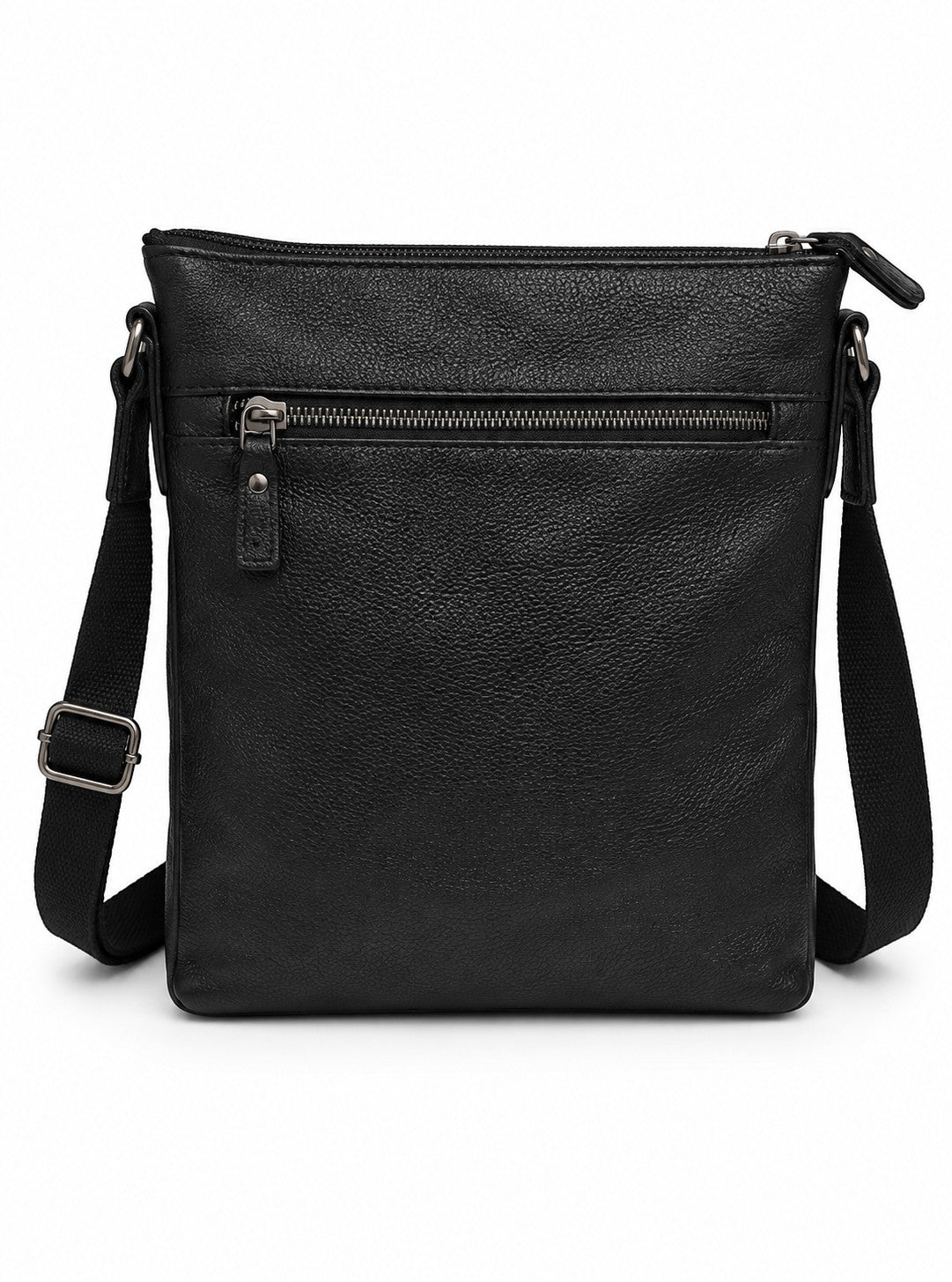 Barutti Bags & Accessories The Treviso black full-grain leather crossbody bag with adjustable strap and brass zippers.