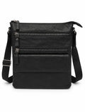 Barutti Bags & Accessories The Treviso black full-grain leather crossbody bag with brass zippers and adjustable strap