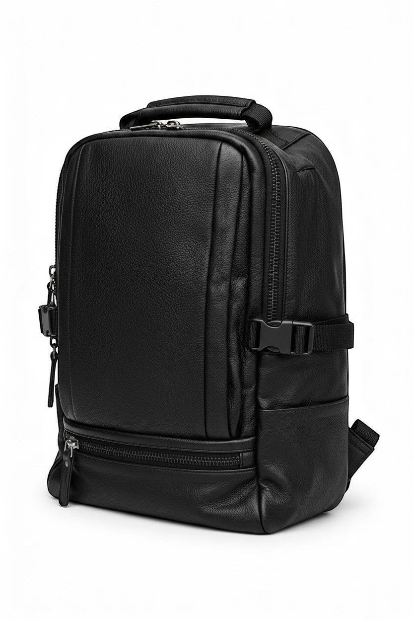 Barutti Bags & Accessories Vicenza black full-grain leather laptop backpack with structured office-ready design.